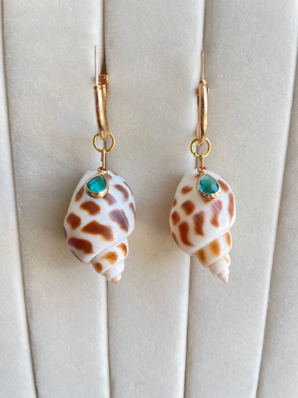 Olive Letters Shell Earrings