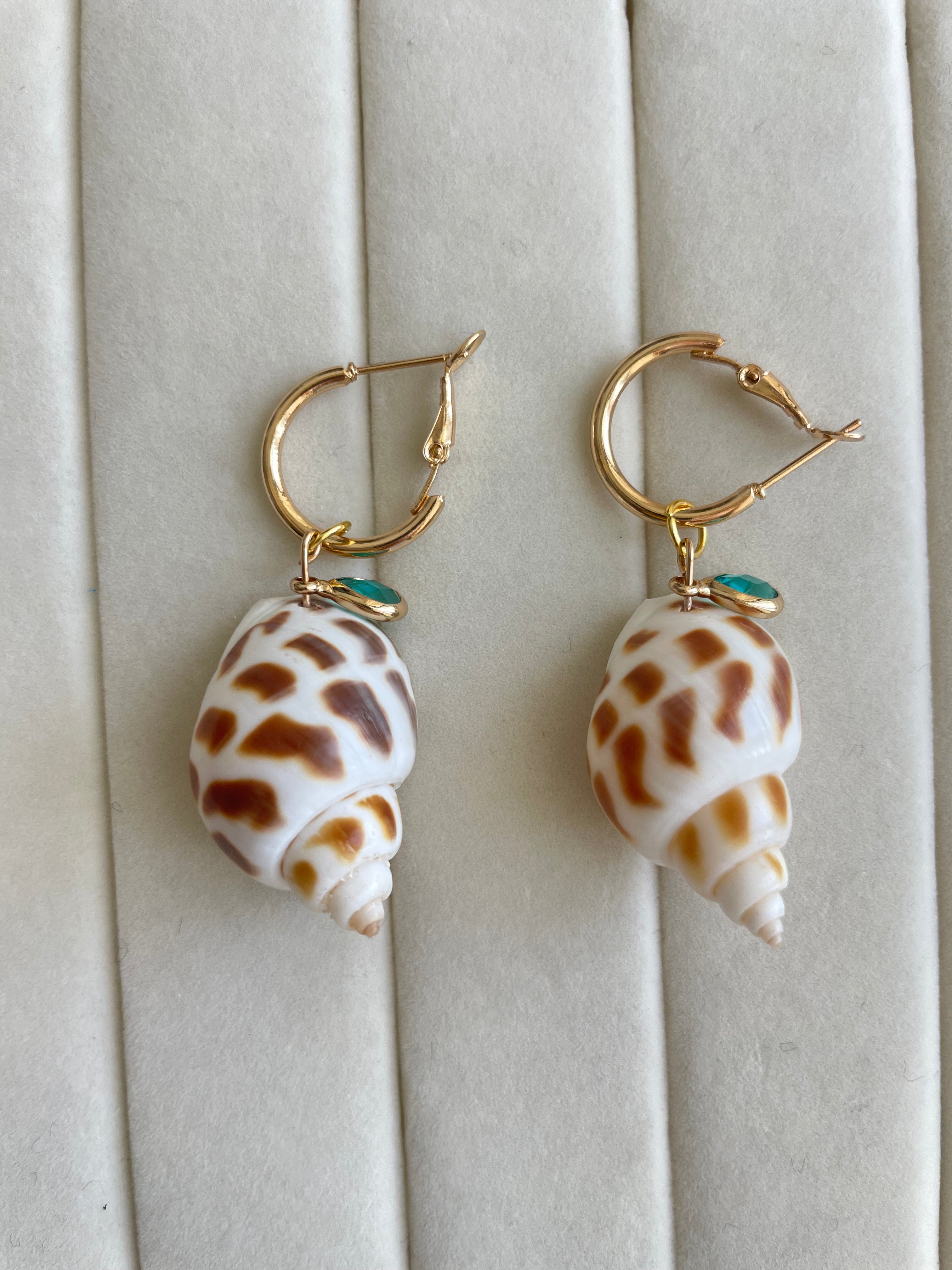 Olive Letters Shell Earrings