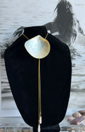 Mother of Pearl Bolo with Gold Chain & Pearl tips