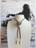 Murex Shell Bolo with Braided Cord & Pearl Tips