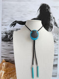 Aqua Stone with Natural Shell & Black Braided Cord
