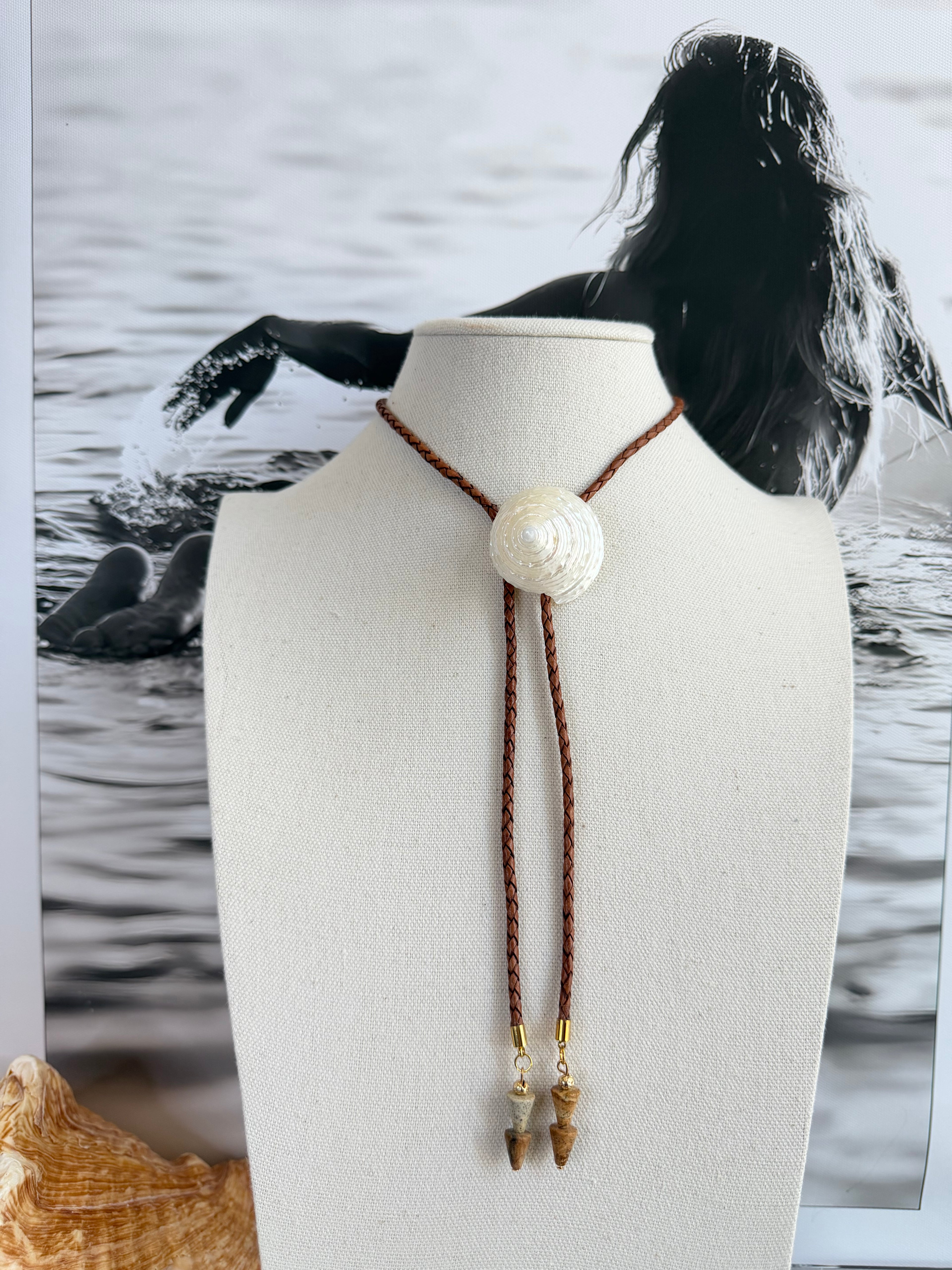 Pearl Shell with Jasper Stone Tips
